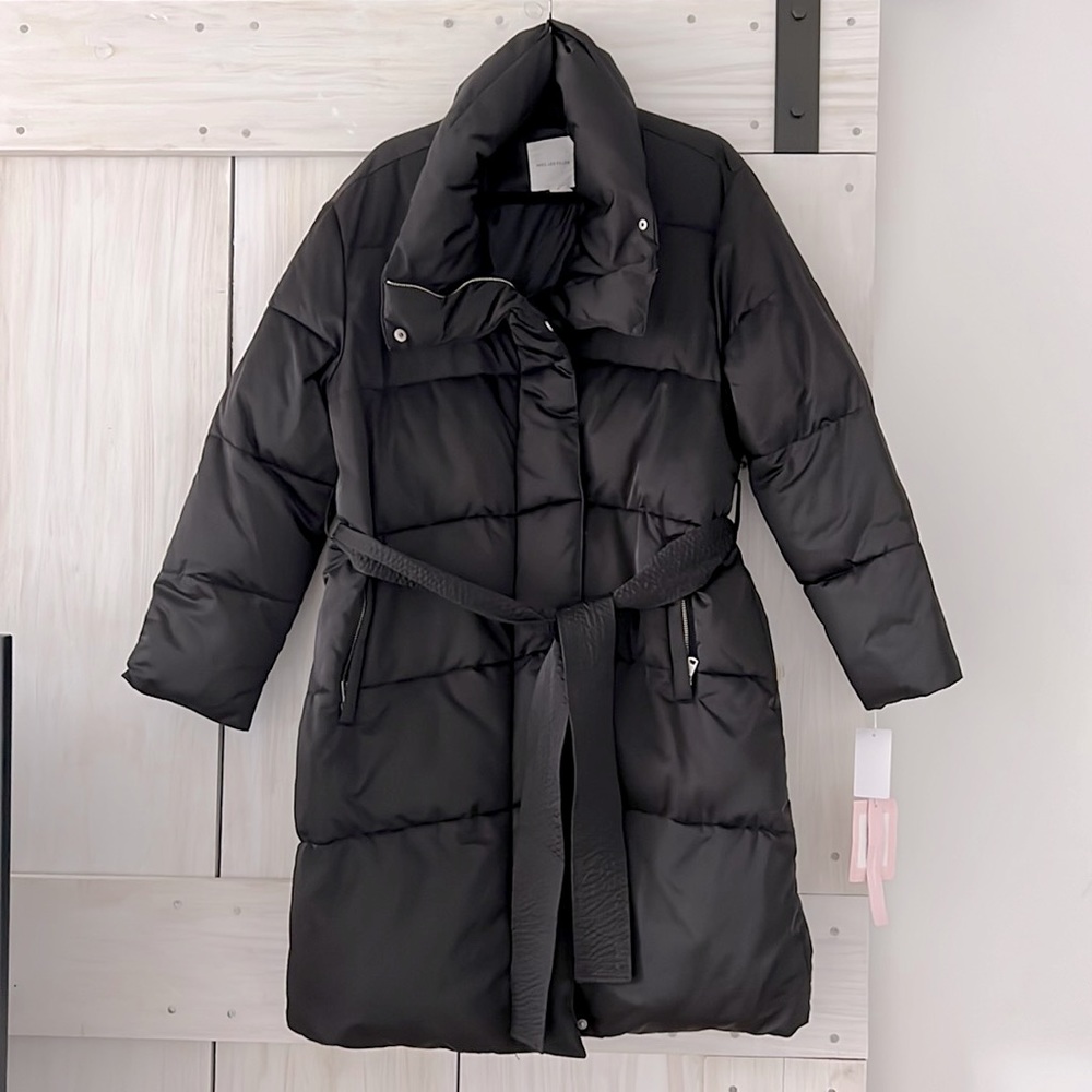Nylon Belted Puffer Coat